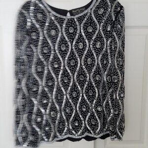 Royal Feelings Womens size L Silk sequined top EUC